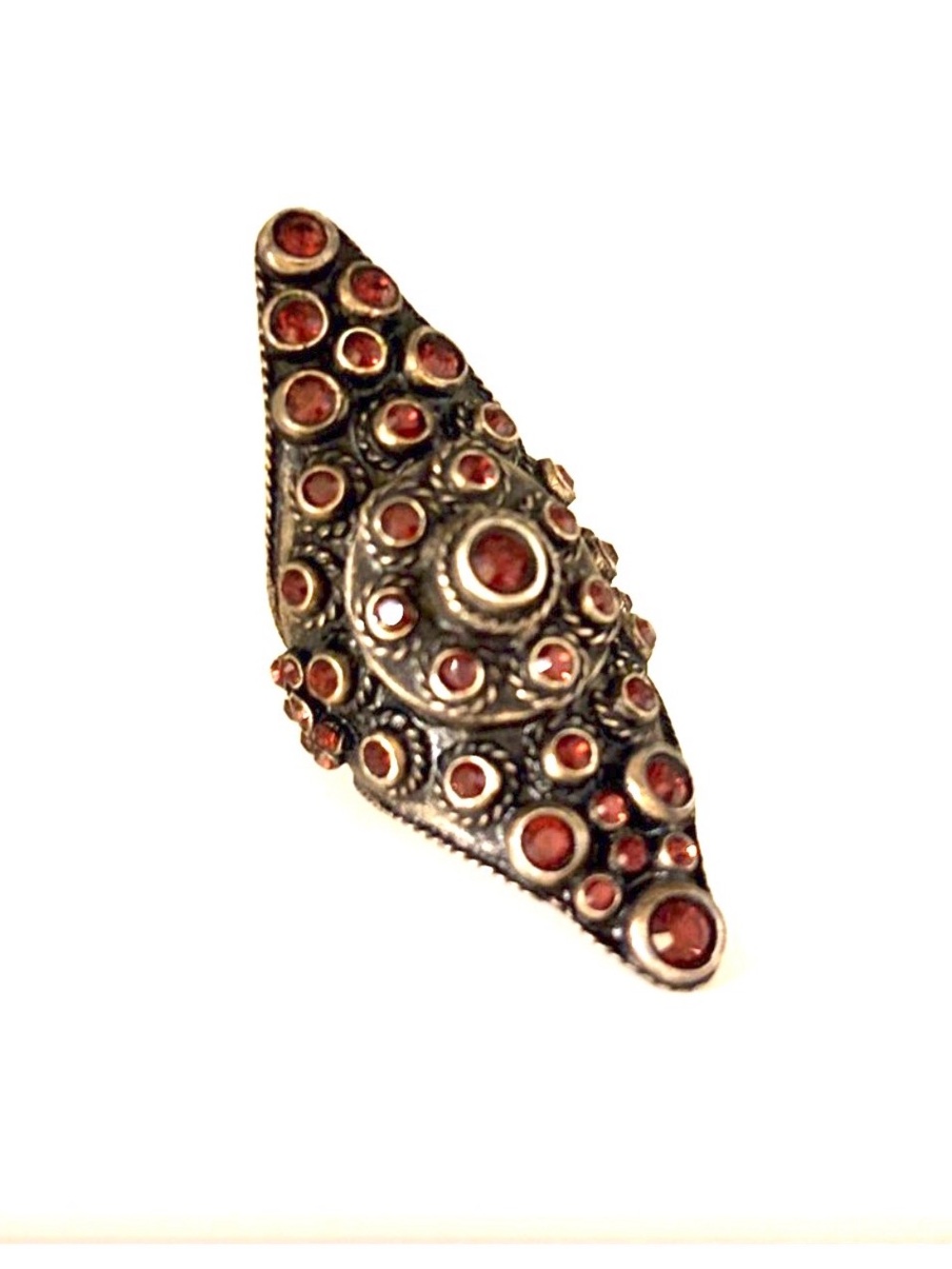 RARE Vintage Signed Jean Paul Gaultier Silver Metal  Garnet Ring